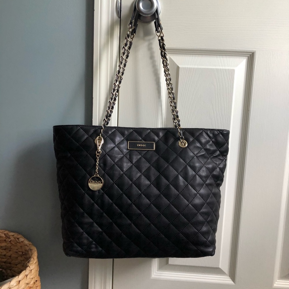 Vintage Donna Karan DKNY Quilted Leather Tote Bag